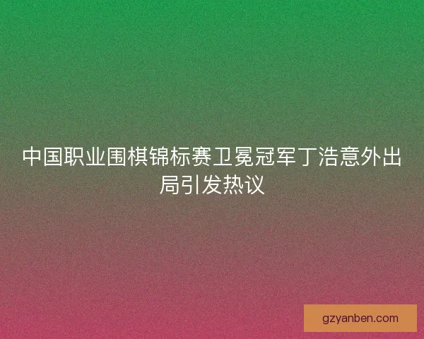 中国职业围棋锦标赛卫冕冠军丁浩意外出局引发热议